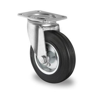 80mm Industrial rubber REACH-conform Steel Centra swivel Castor