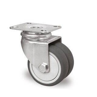 Twin Apparatus Ball Bearing Castor-Swivel-60x60mm/44 hub-50mm-Plate